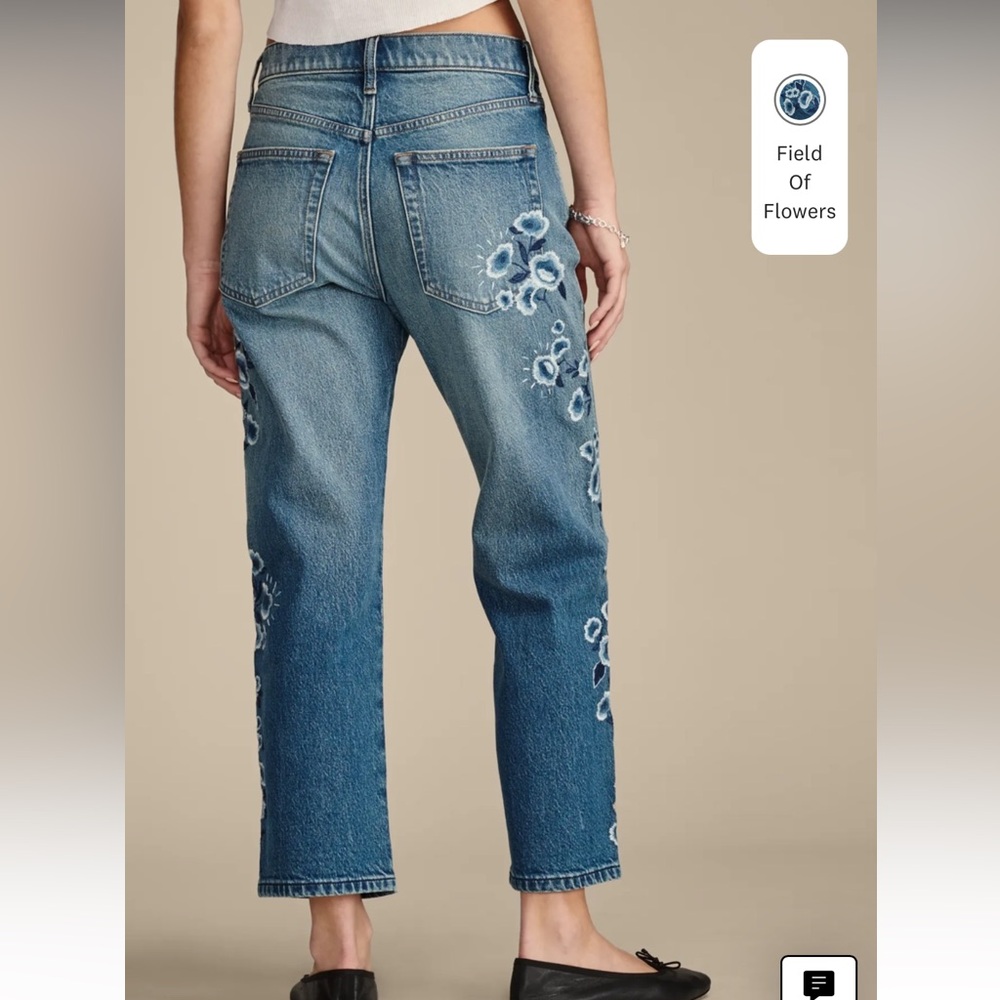 SOLD Lucky Brand 90s Loose Crop Flower Embroidered Jeans - Picture 4 of 12